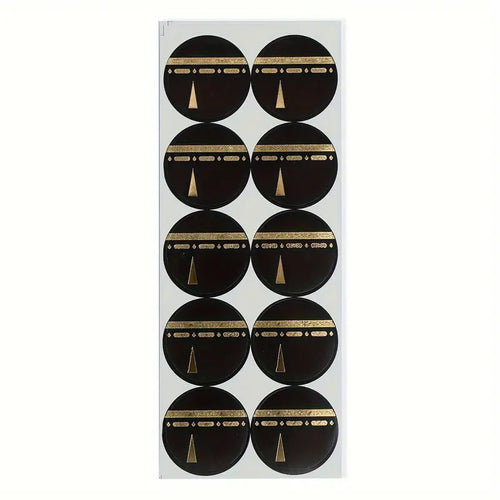 Autocollants Kaaba noir et doré – Lot de 10