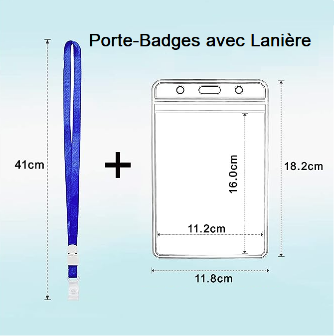 Porte Badges/Documents avec Lanière, GRANDE TAILLE