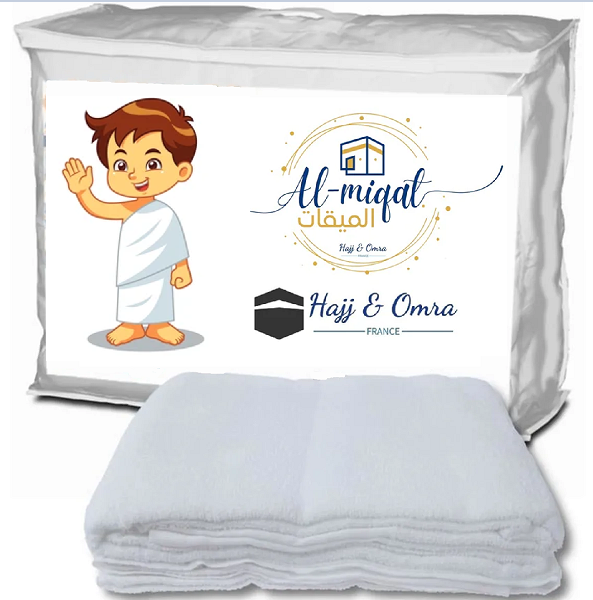 Ensemble Ihram Enfant qualité supérieure 820g / 155x78 cm