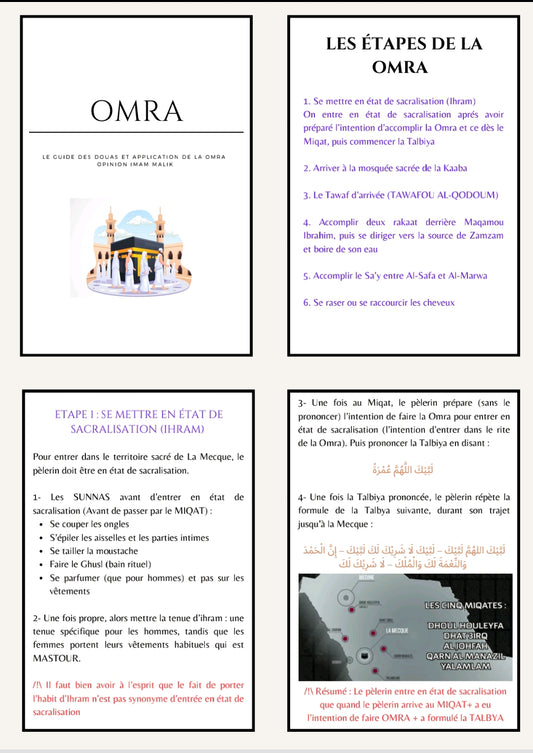 Gratuit :Guide de la Omra à imprimer Selon imam Malik